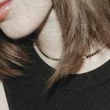 Joy Waterproof CZ & Herringbone Necklace 18K Gold Plating, Dansk Copenhagen