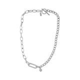 Courage Waterproof T-Bar Heart Necklace Silver Plating