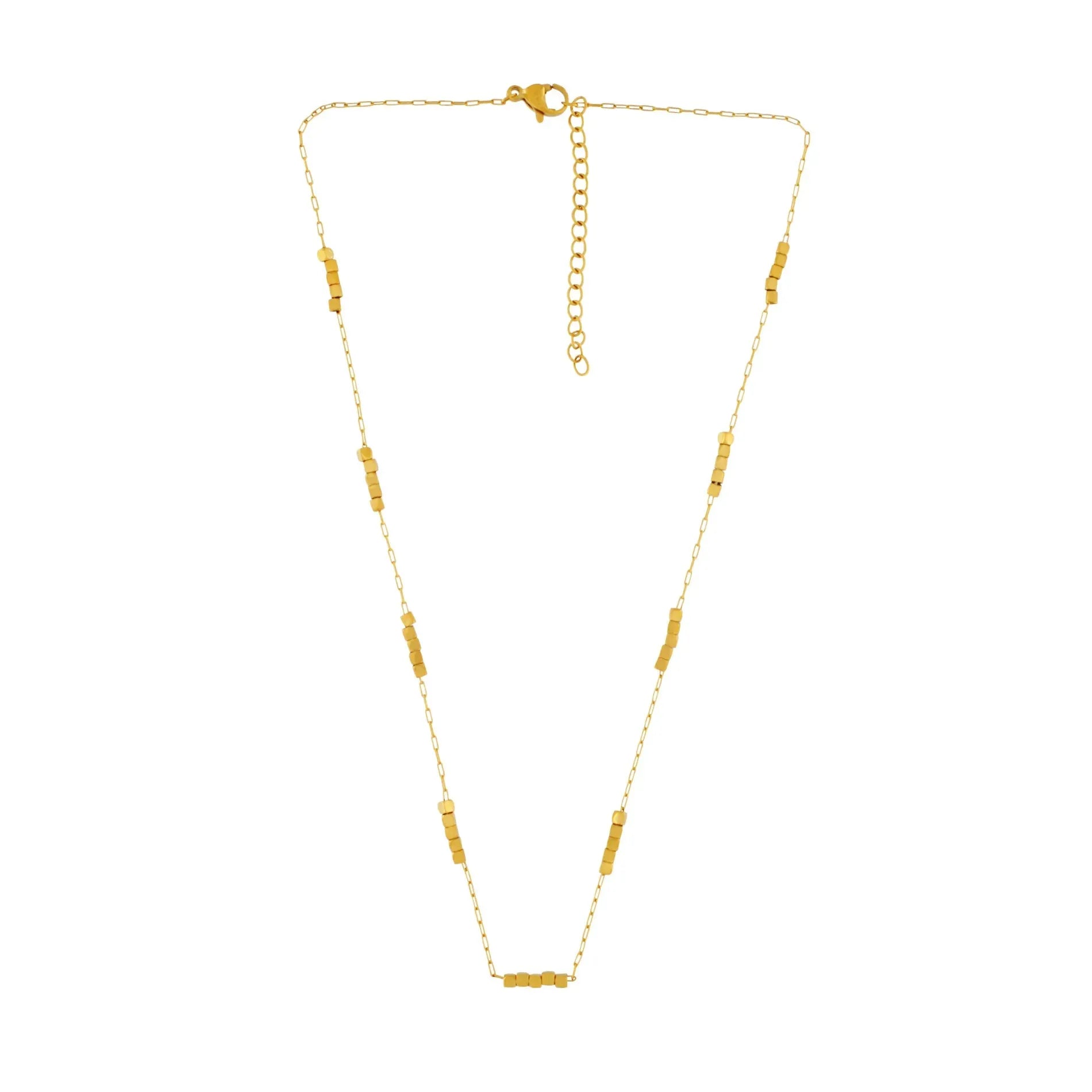 Passion Waterproof Short Square Mini Bead Necklace 18K Gold Plating, Dansk Copenhagen