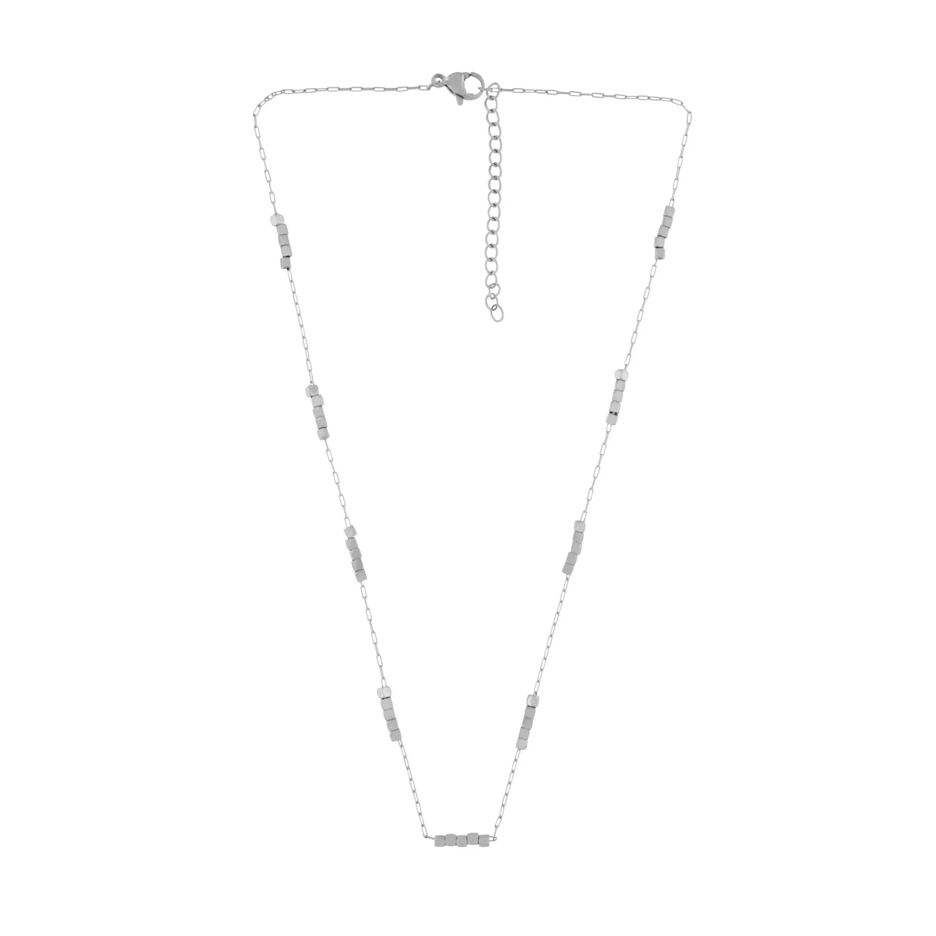 Passion Waterproof Korte Vierkante Mini Kralenketting Verzilverd, Dansk Copenhagen