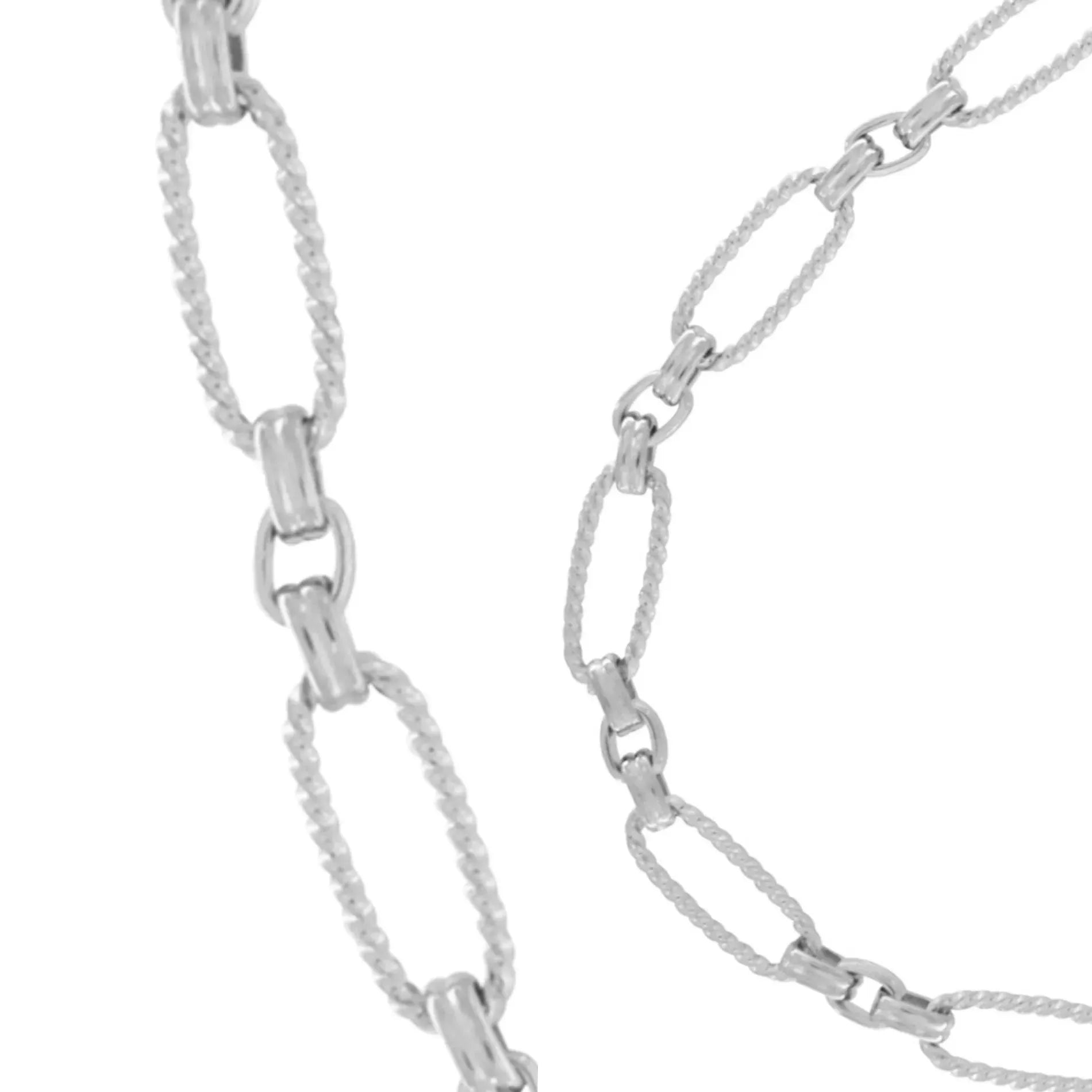 Courage Waterproof Short Oval Ripple Link Necklace Silver Plating, Dansk Copenhagen