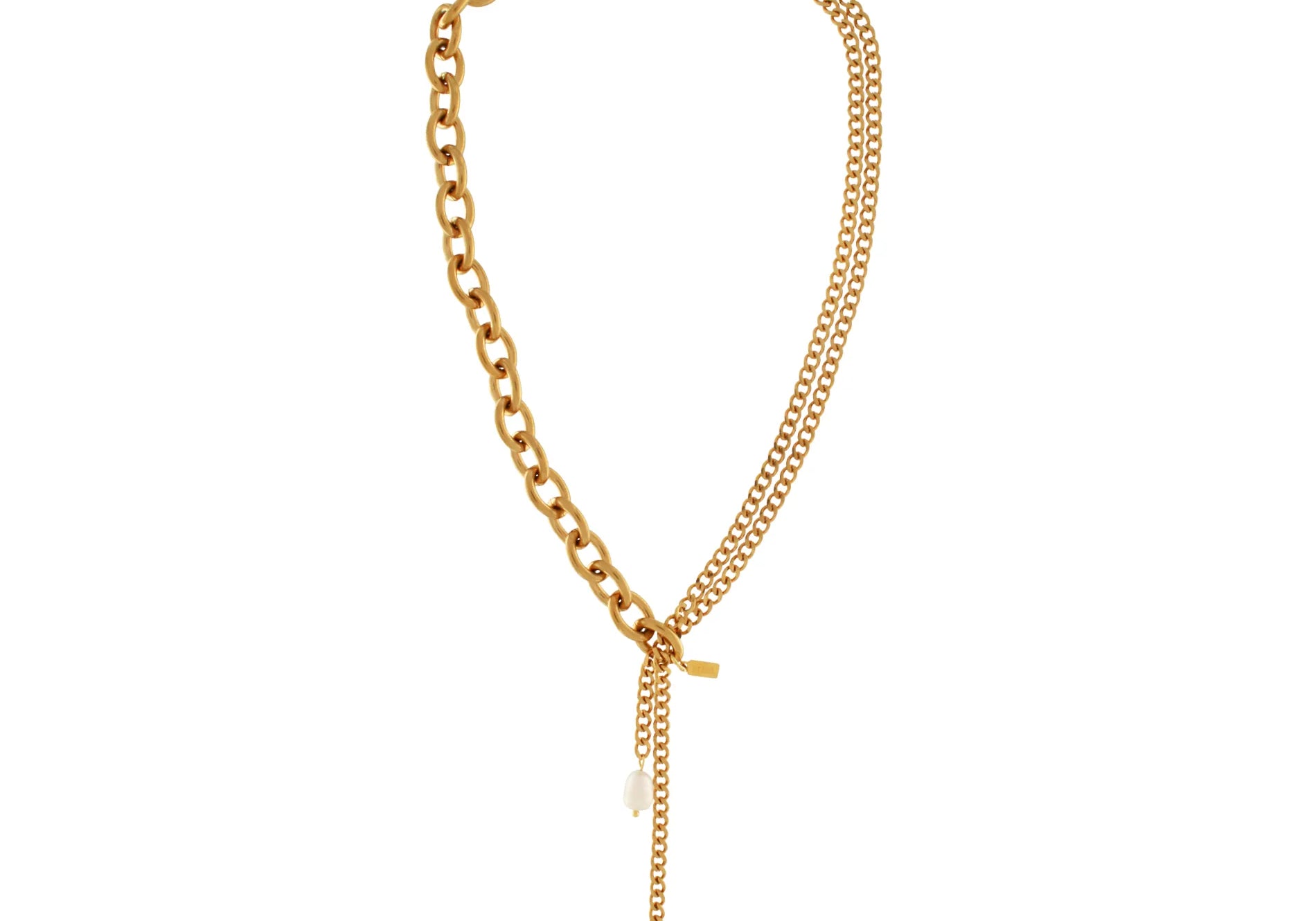 Joy Waterproof Double Link Pearl Necklace 18K Gold Plating, Dansk Copenhagen