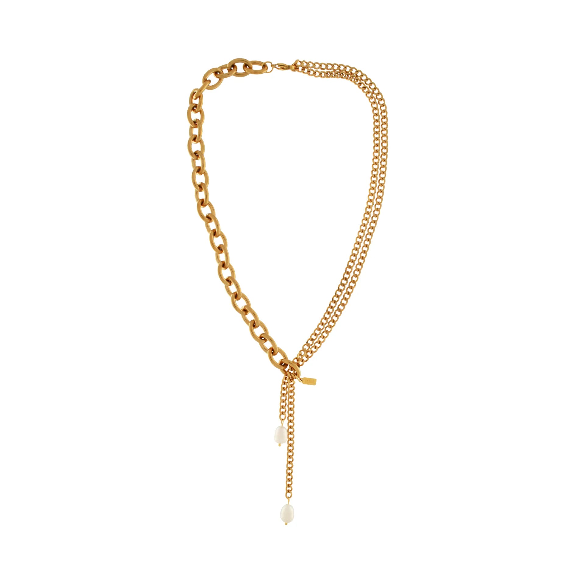 Joy Waterproof Double Link Pearl Necklace 18K Gold Plating, Dansk Copenhagen