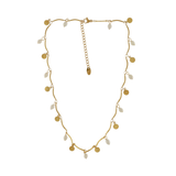 Joy Waterproof Coin & Pearl Necklace 18K Gold Plating, Dansk Copenhagen