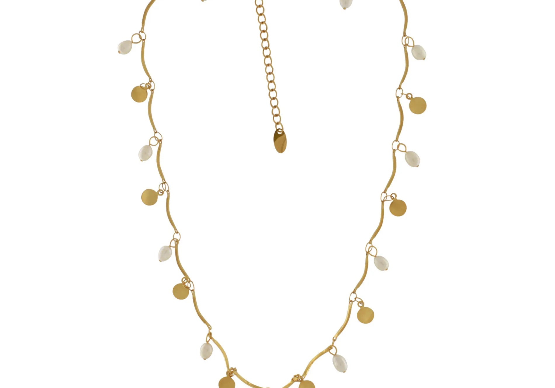 Joy Waterproof Coin & Pearl Necklace 18K Gold Plating, Dansk Copenhagen