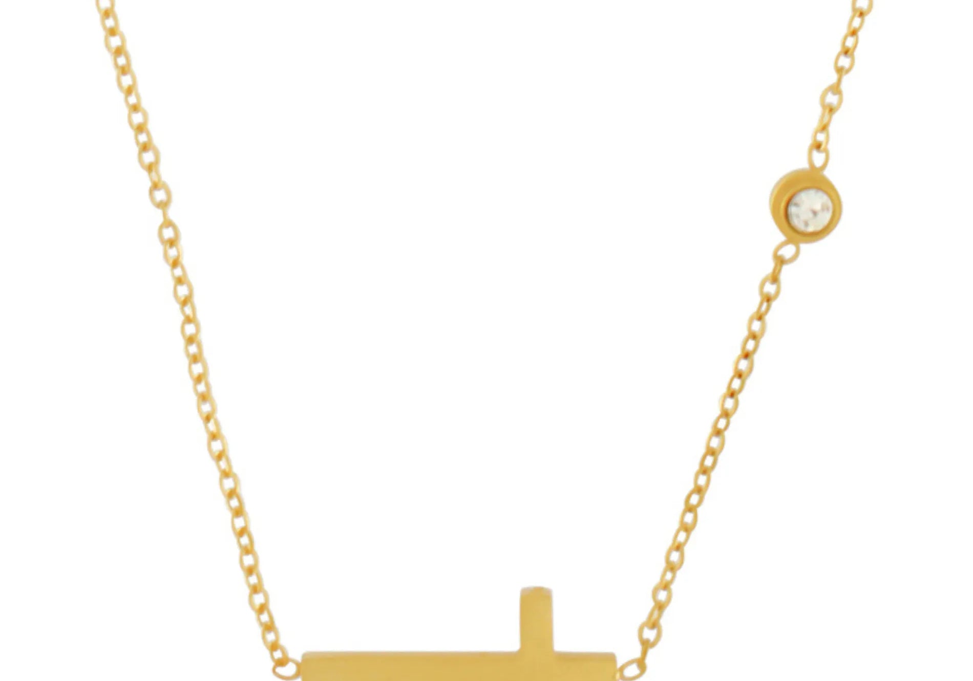 Love Waterproof Short Clear CZ Cross Necklace 18K Gold Plating, Dansk Copenhagen