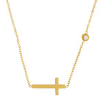 Love Waterproof Korte Heldere CZ Kruis Ketting 18K Verguld, Dansk Copenhagen