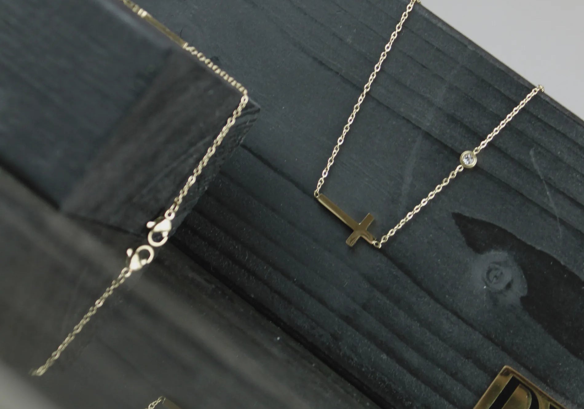 Love Waterproof Short Clear CZ Cross Necklace 18K Gold Plating, Dansk Copenhagen