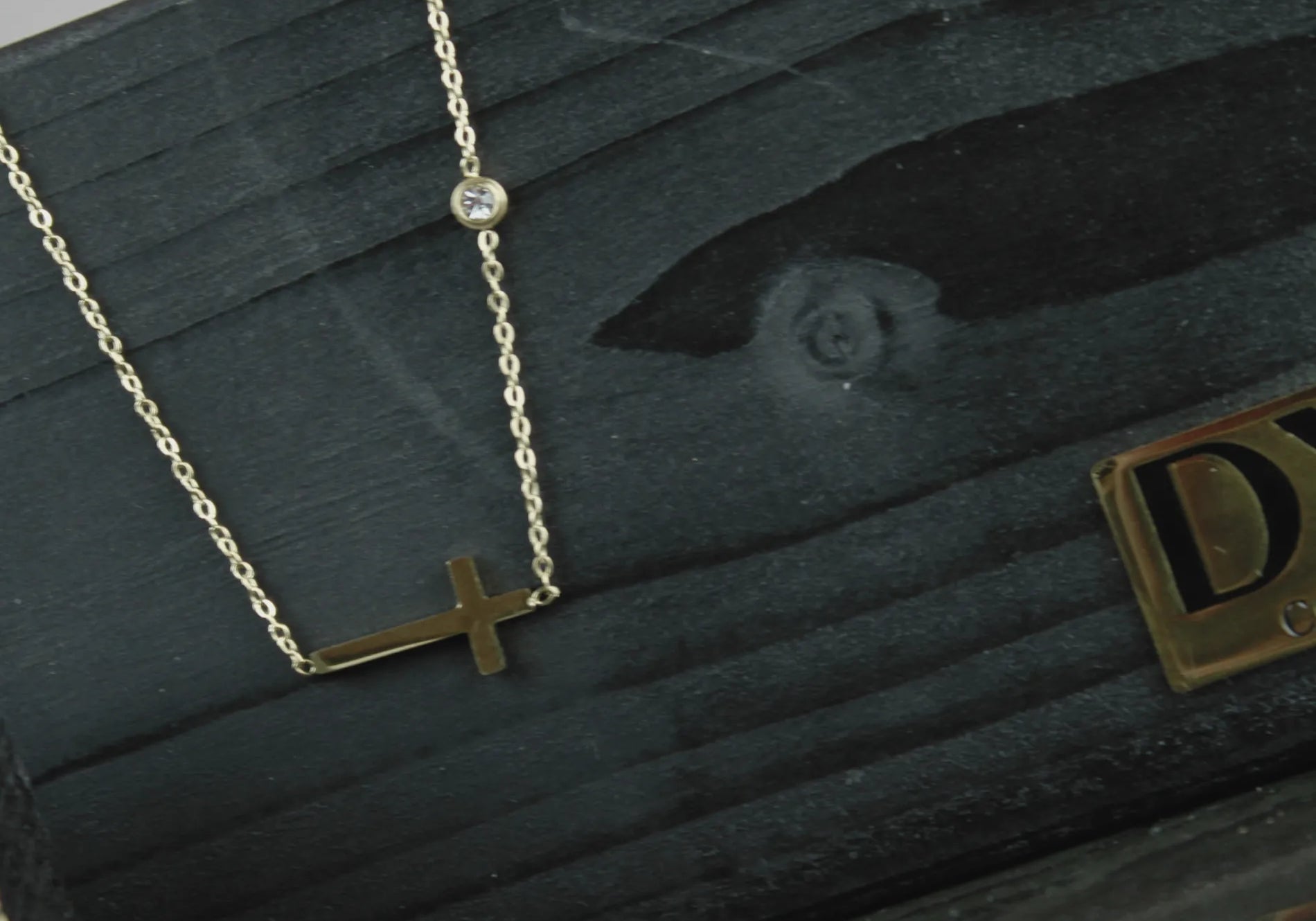 Love Waterproof Short Clear CZ Cross Necklace 18K Gold Plating, Dansk Copenhagen