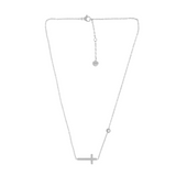 Love Waterproof Short Clear CZ Cross Necklace Silver Plating, Dansk Copenhagen