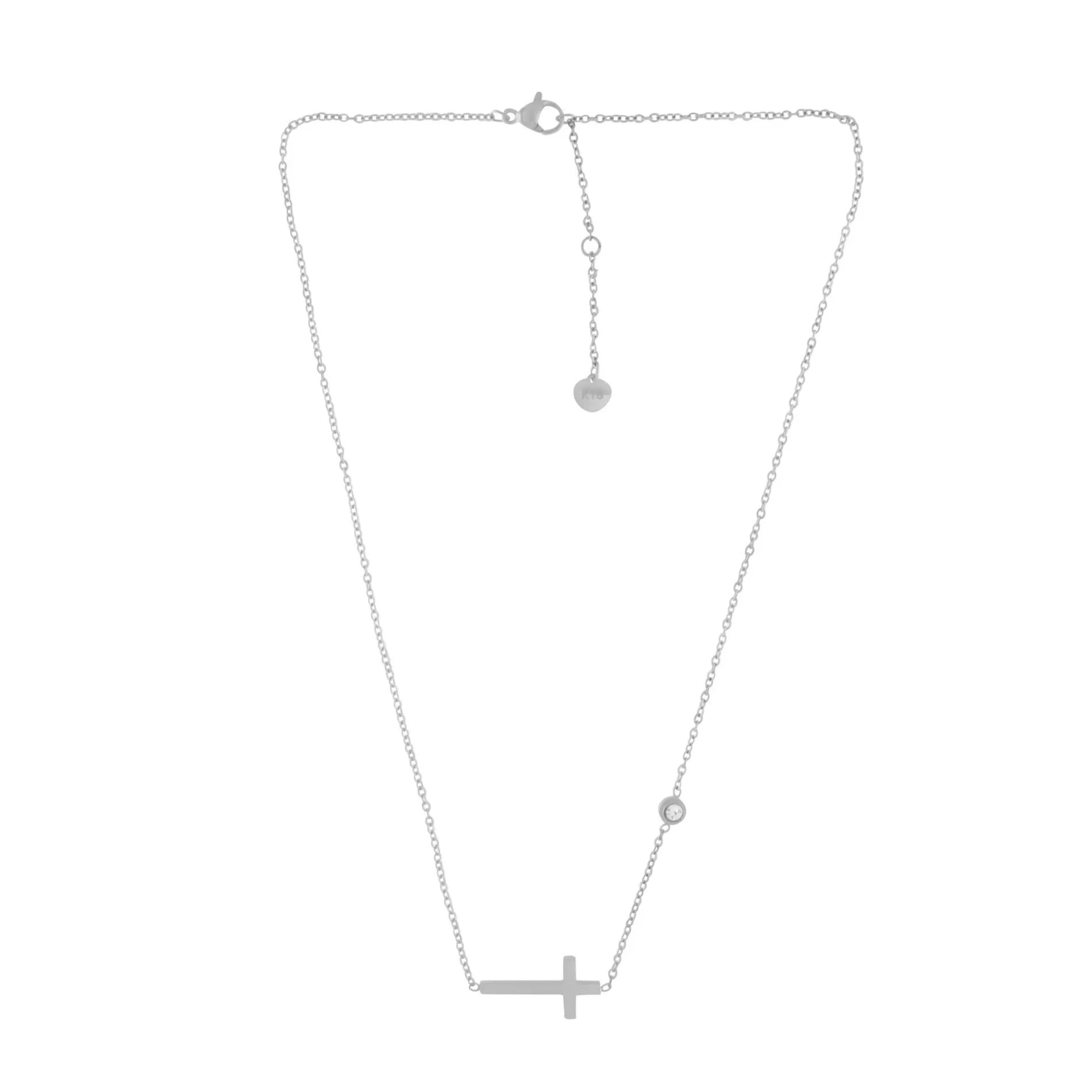 Love Waterproof Korte Heldere CZ Kruisketting Verzilverd, Dansk Copenhagen