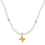 Love Waterproof Short Pearl Dot Cross Necklace 18K Gold Plating, Dansk Copenhagen