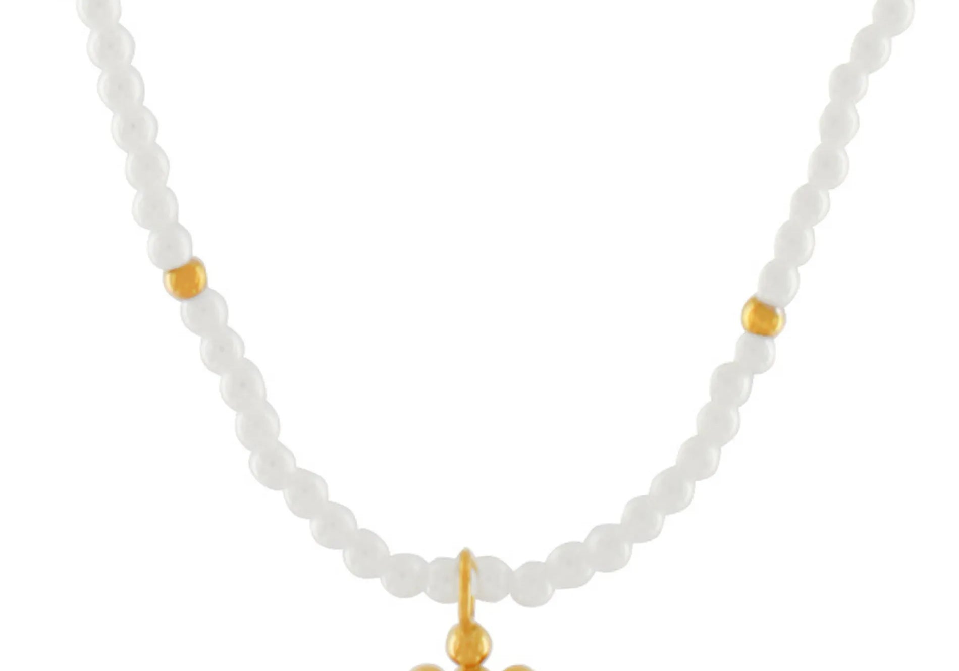 Love Waterproof Short Pearl Dot Cross Necklace 18K Gold Plating, Dansk Copenhagen