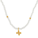 Love Waterproof Short Pearl Dot Cross Necklace 18K Gold Plating -DNSK Copenhagen
