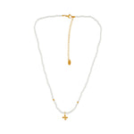 Love Waterproof Short Pearl Dot Cross Necklace 18K Gold Plating -DNSK Copenhagen