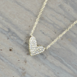 Love Waterproof Short Clear Multi CZ Heart Necklace 18K Gold Plating, Dansk Copenhagen