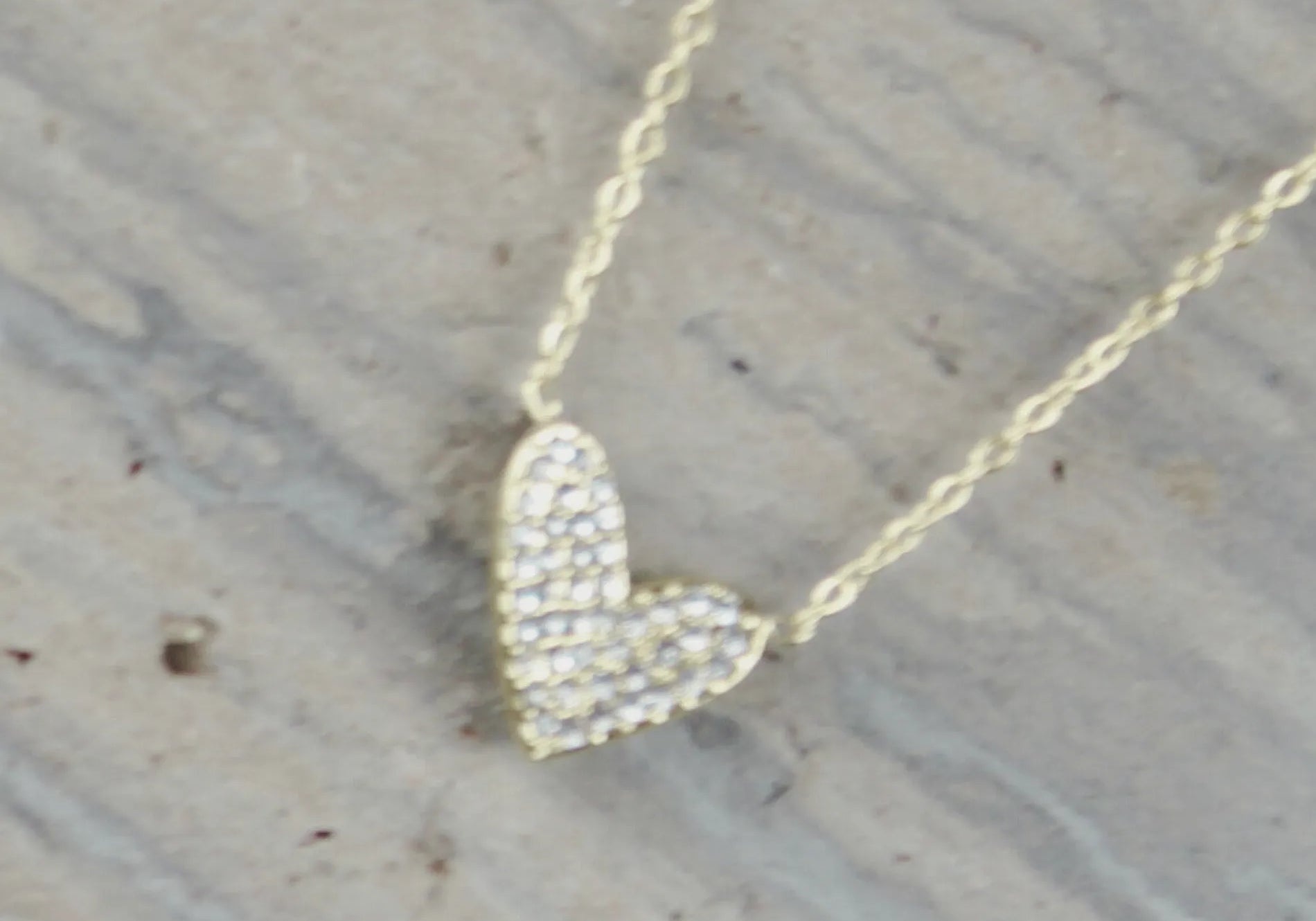 Love Waterproof Short Clear Multi CZ Heart Necklace 18K Gold Plating, Dansk Copenhagen
