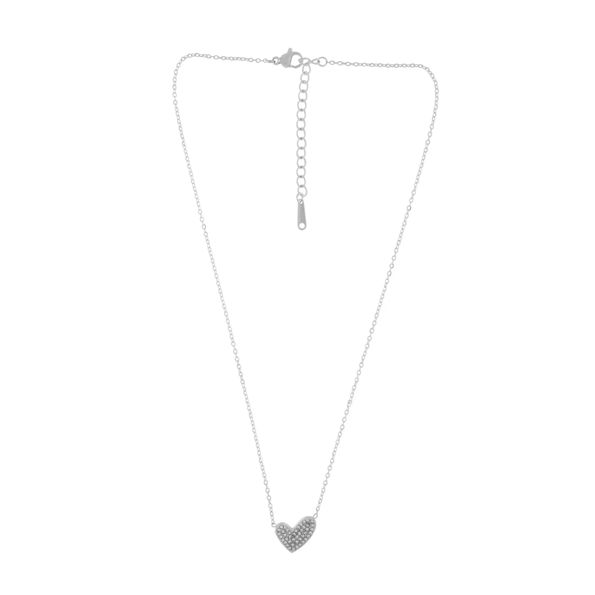 Love Waterproof Korte Heldere Multi CZ Hart Ketting Verzilverd, Dansk Copenhagen