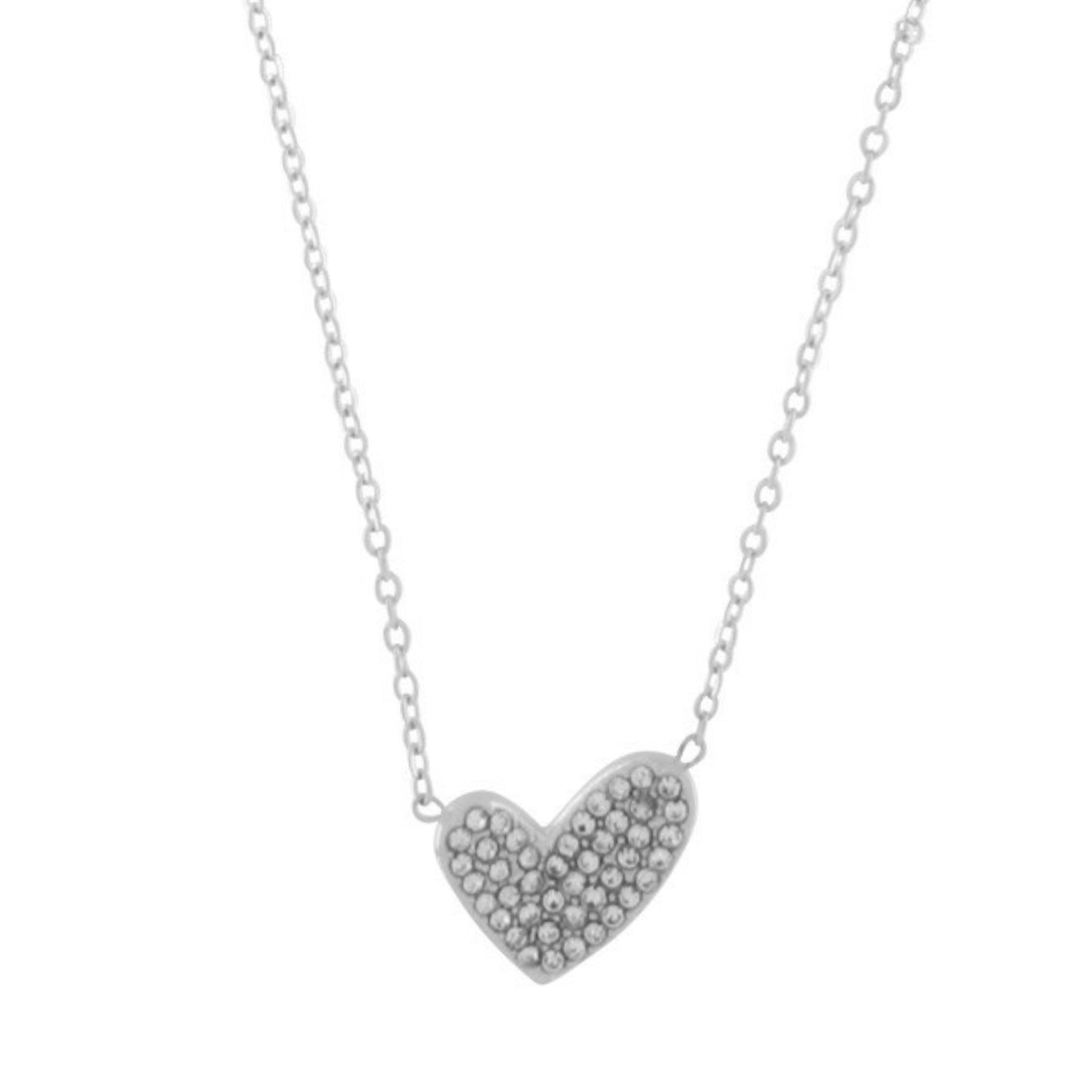 Love Waterproof Short Clear Multi CZ Heart Necklace Silver Plating, Dansk Copenhagen