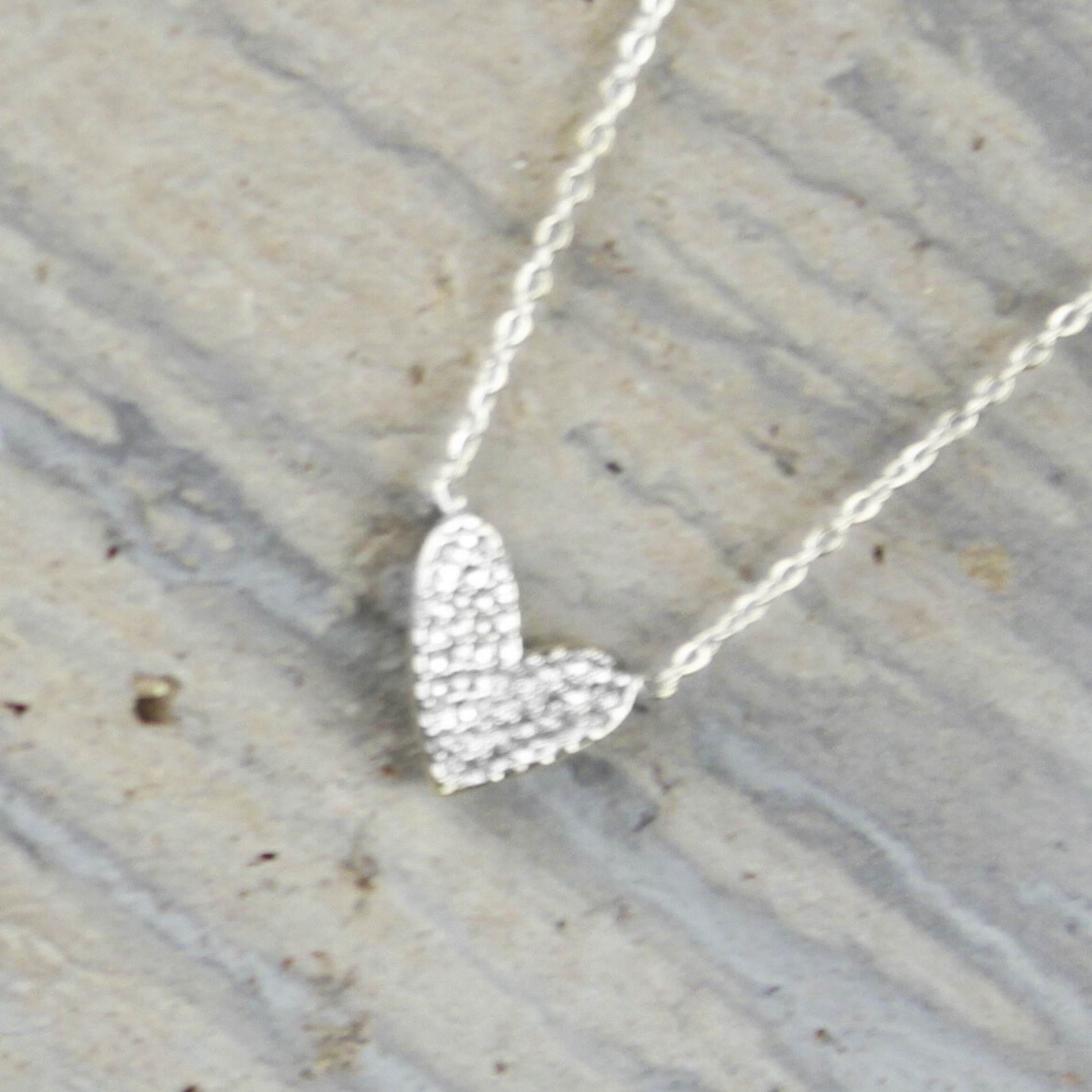 Love Waterproof Short Clear Multi CZ Heart Necklace Silver Plating, Dansk Copenhagen