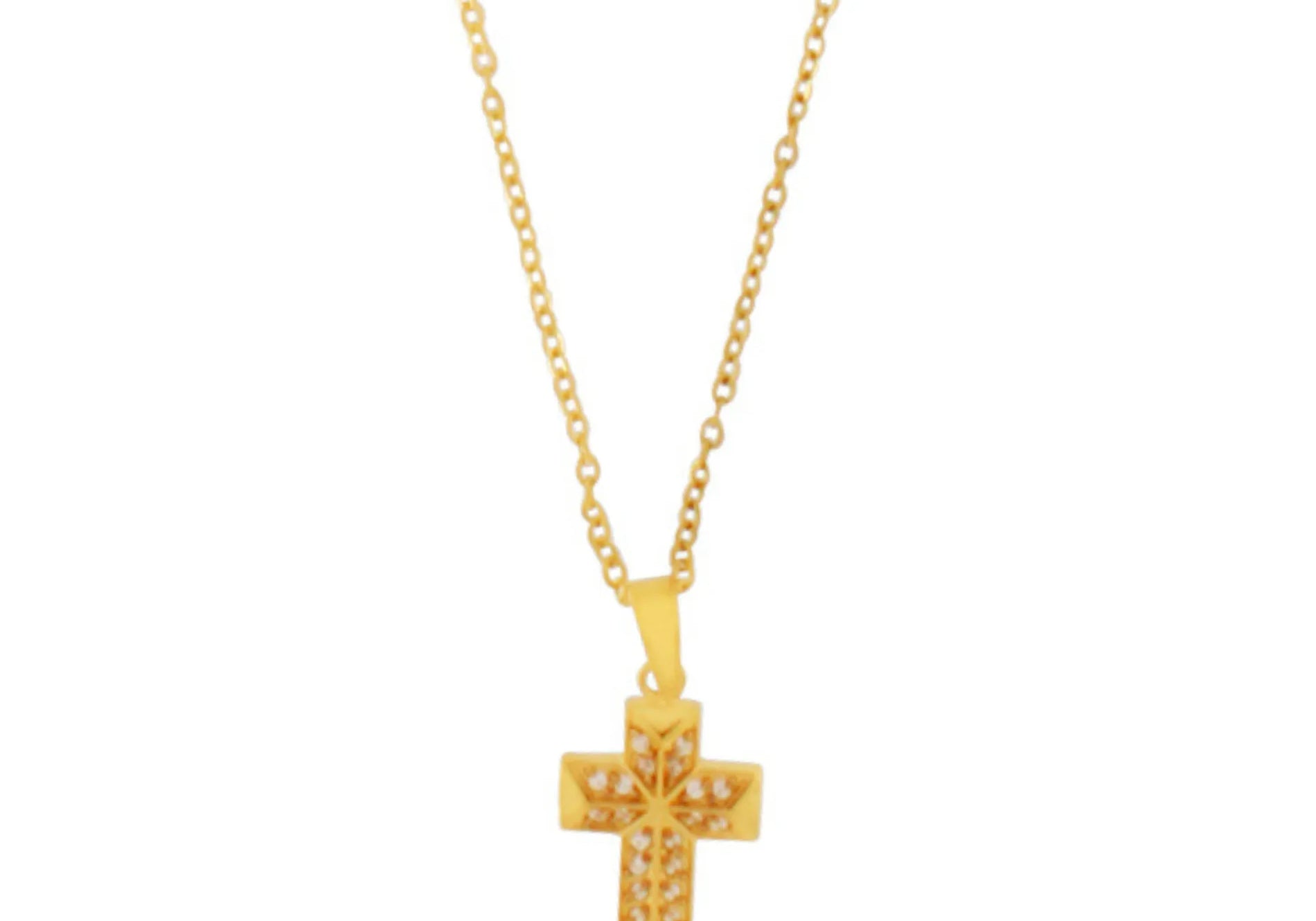 Love Waterproof Short Clear Multi CZ Cross Necklace 18K Gold Plating, Dansk Copenhagen