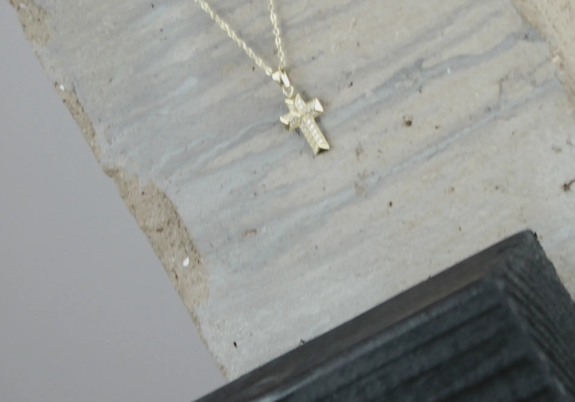 Love Waterproof Short Clear Multi CZ Cross Necklace 18K Gold Plating, Dansk Copenhagen