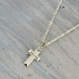 Love Waterproof Short Clear Multi CZ Cross Necklace 18K Gold Plating, Dansk Copenhagen