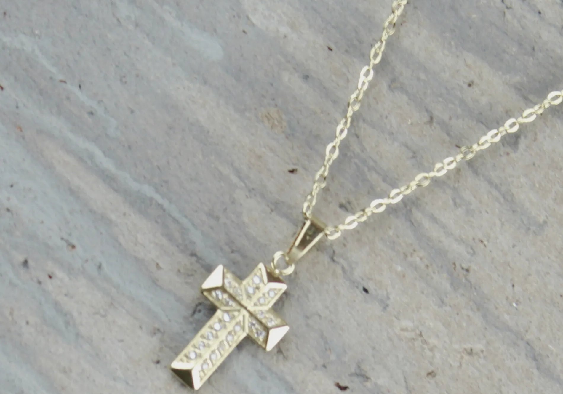 Love Waterproof Short Clear Multi CZ Cross Necklace 18K Gold Plating, Dansk Copenhagen