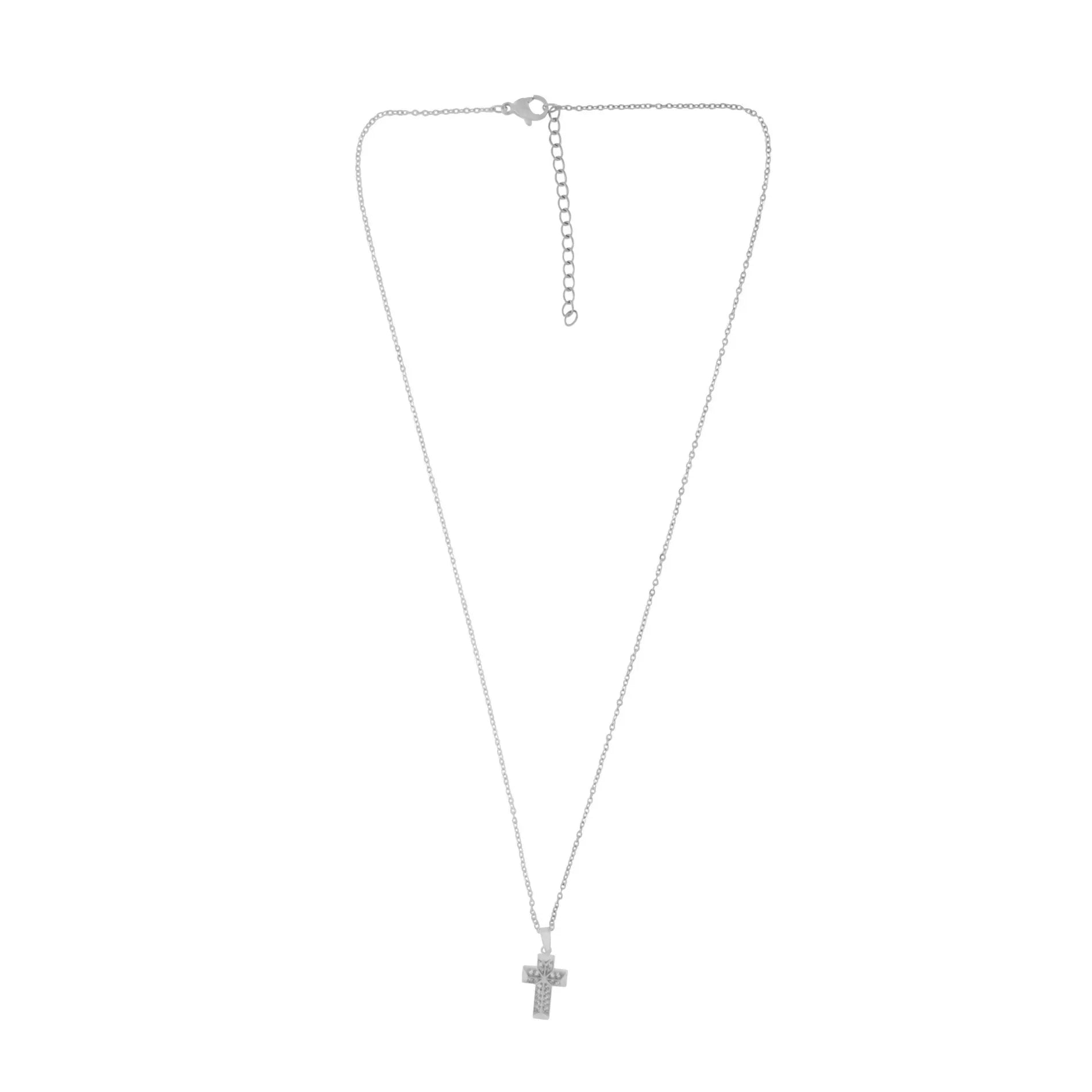 Love Waterproof Korte Heldere Multi CZ Kruis Ketting Verzilverd, Dansk Copenhagen