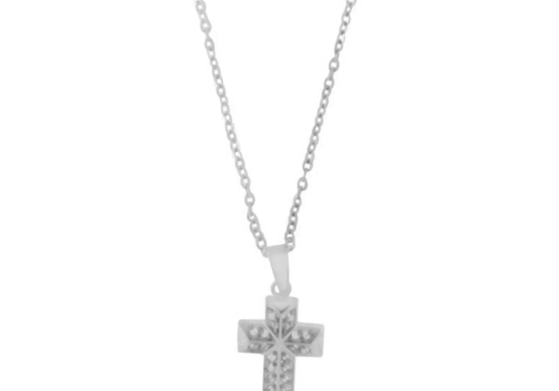Love Waterproof Short Clear Multi CZ Cross Necklace Silver Plating, Dansk Copenhagen