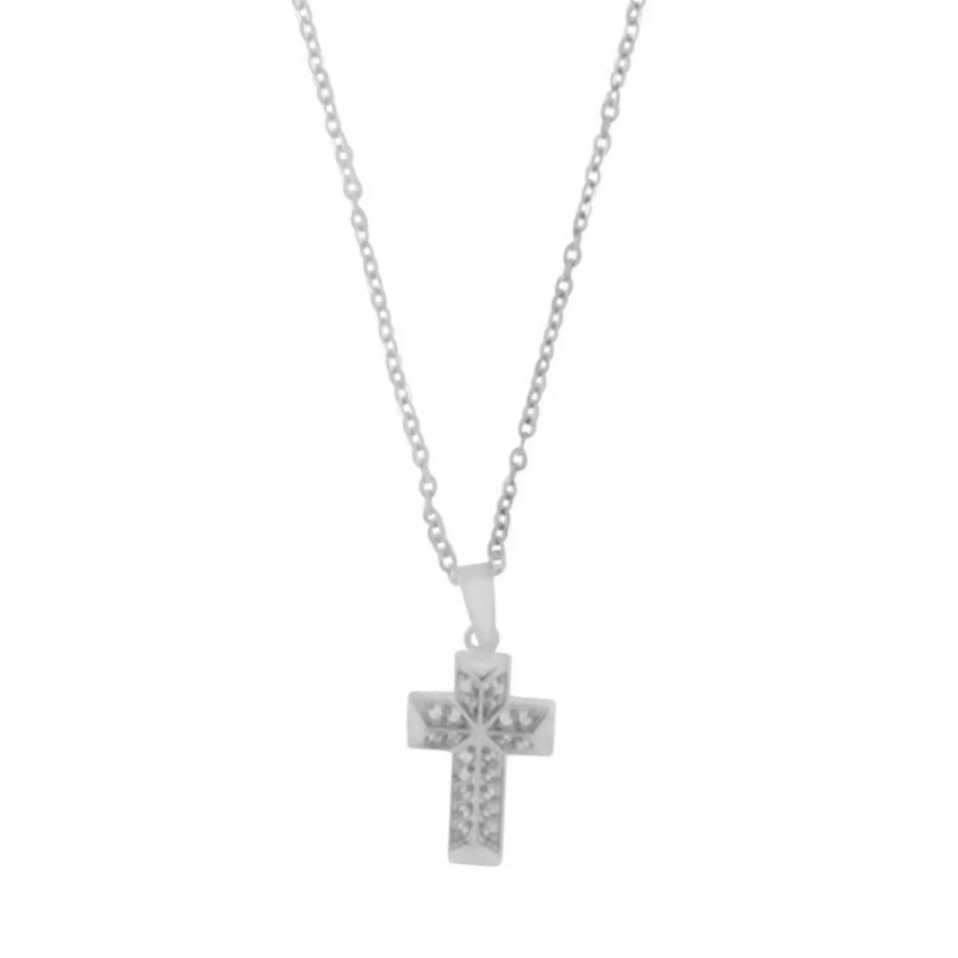Love Waterproof Korte Heldere Multi CZ Kruis Ketting Verzilverd, Dansk Copenhagen