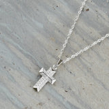 Love Waterproof Short Clear Multi CZ Cross Necklace Silver Plating, Dansk Copenhagen
