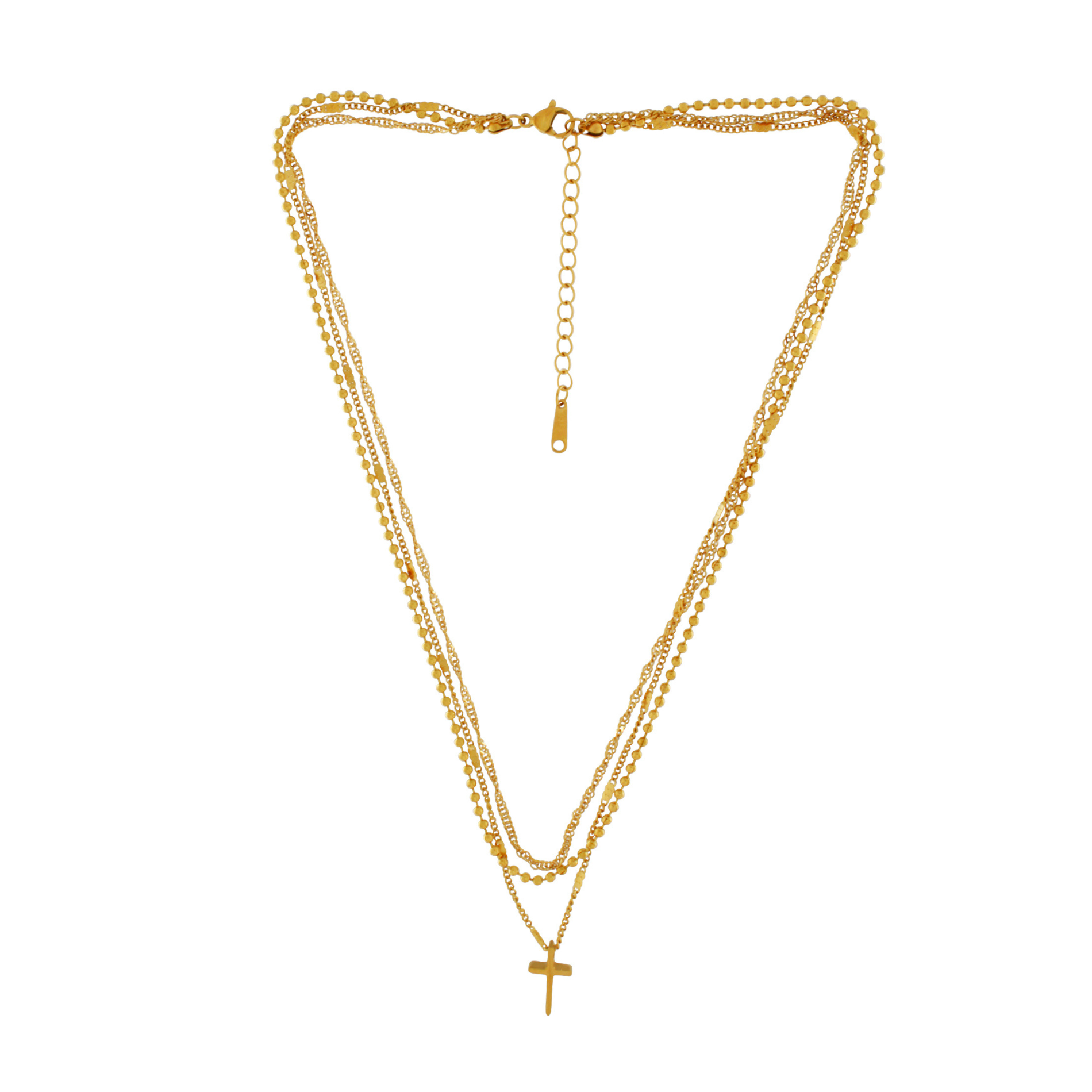 Love Waterproof Short Pre-layered Cross Necklace 18K Gold Plating, Dansk Copenhagen