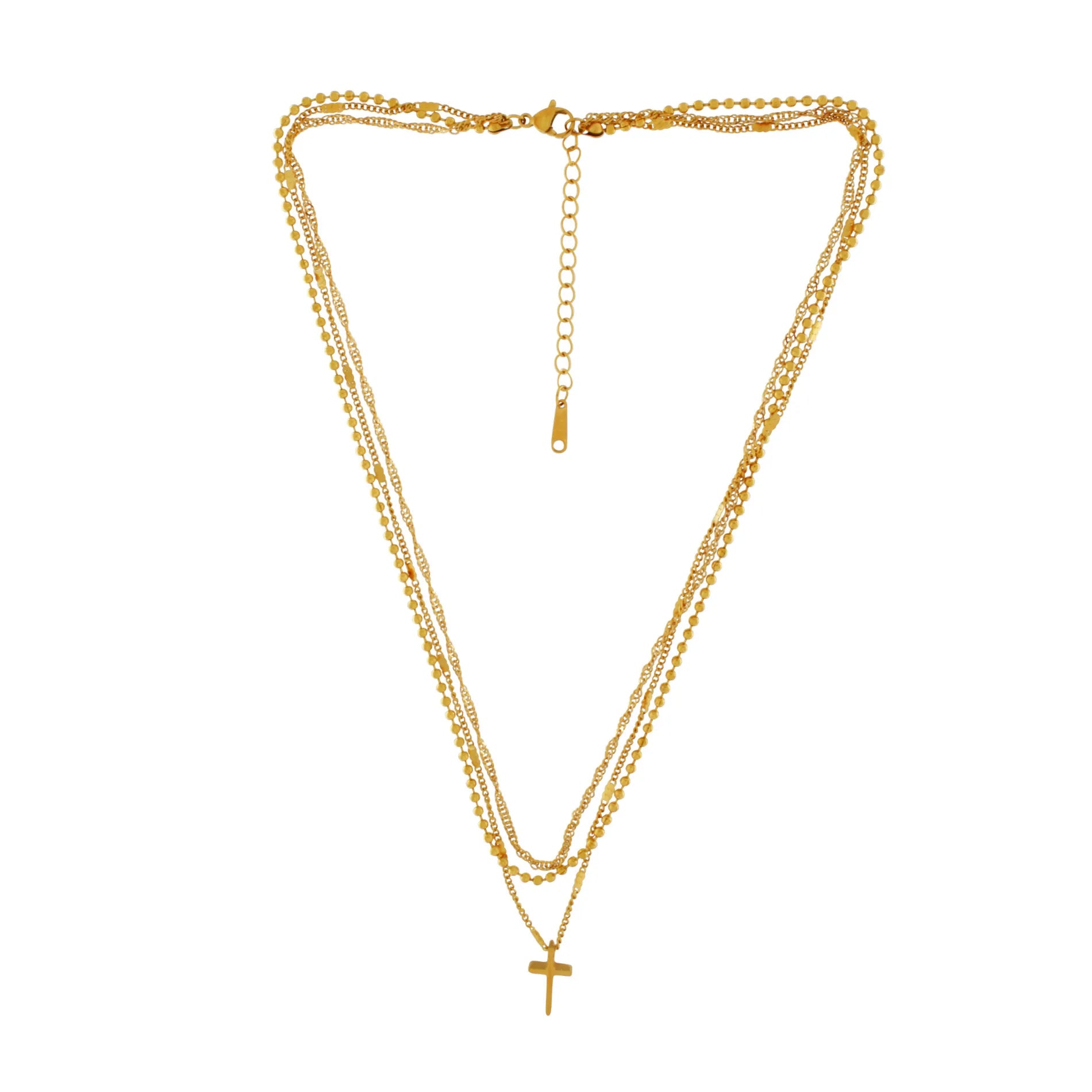 Love Waterproof Short Pre-layered Cross Necklace 18K Gold PlatingDNSK Copenhagen