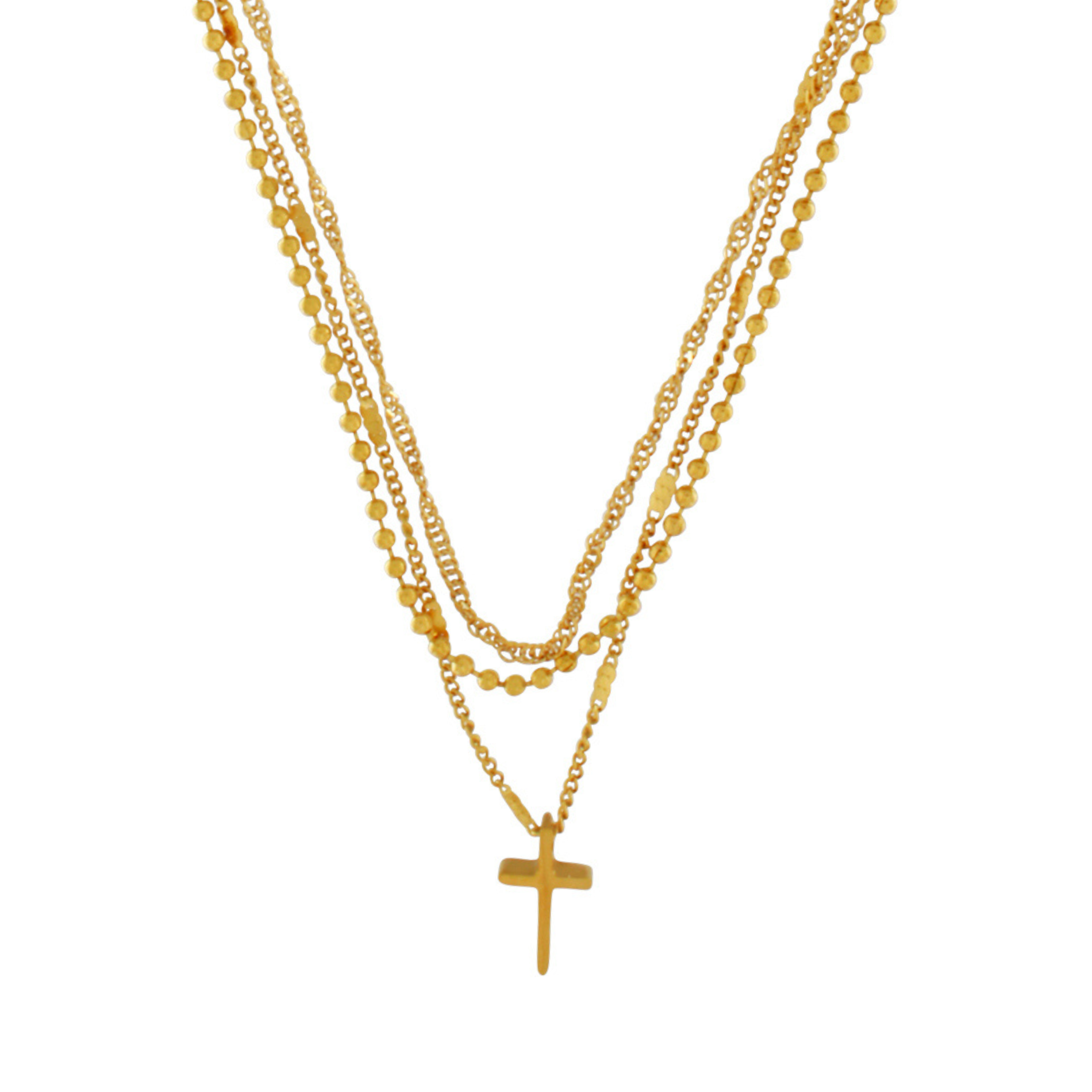 Love Waterproof Short Pre-layered Cross Necklace 18K Gold Plating, Dansk Copenhagen