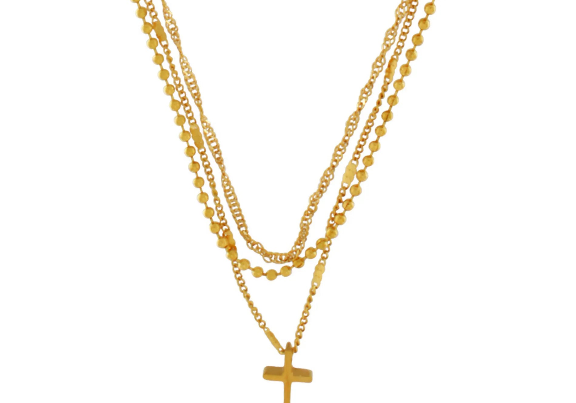 Love Waterproof Short Pre-layered Cross Necklace 18K Gold Plating, Dansk Copenhagen