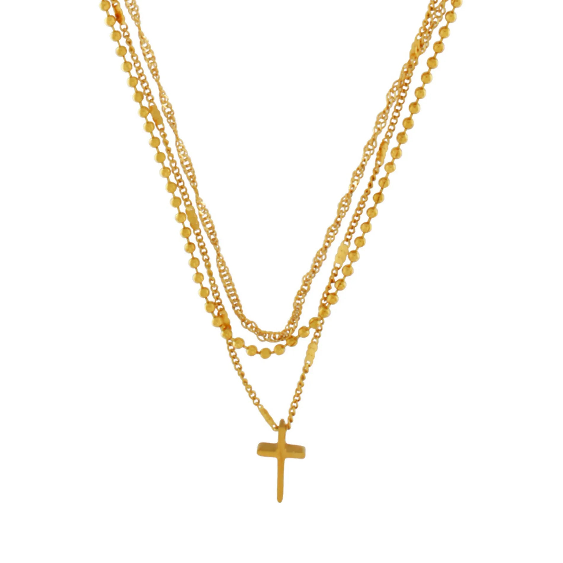 Love Waterproof Short Pre-layered Cross Necklace 18K Gold PlatingDNSK Copenhagen