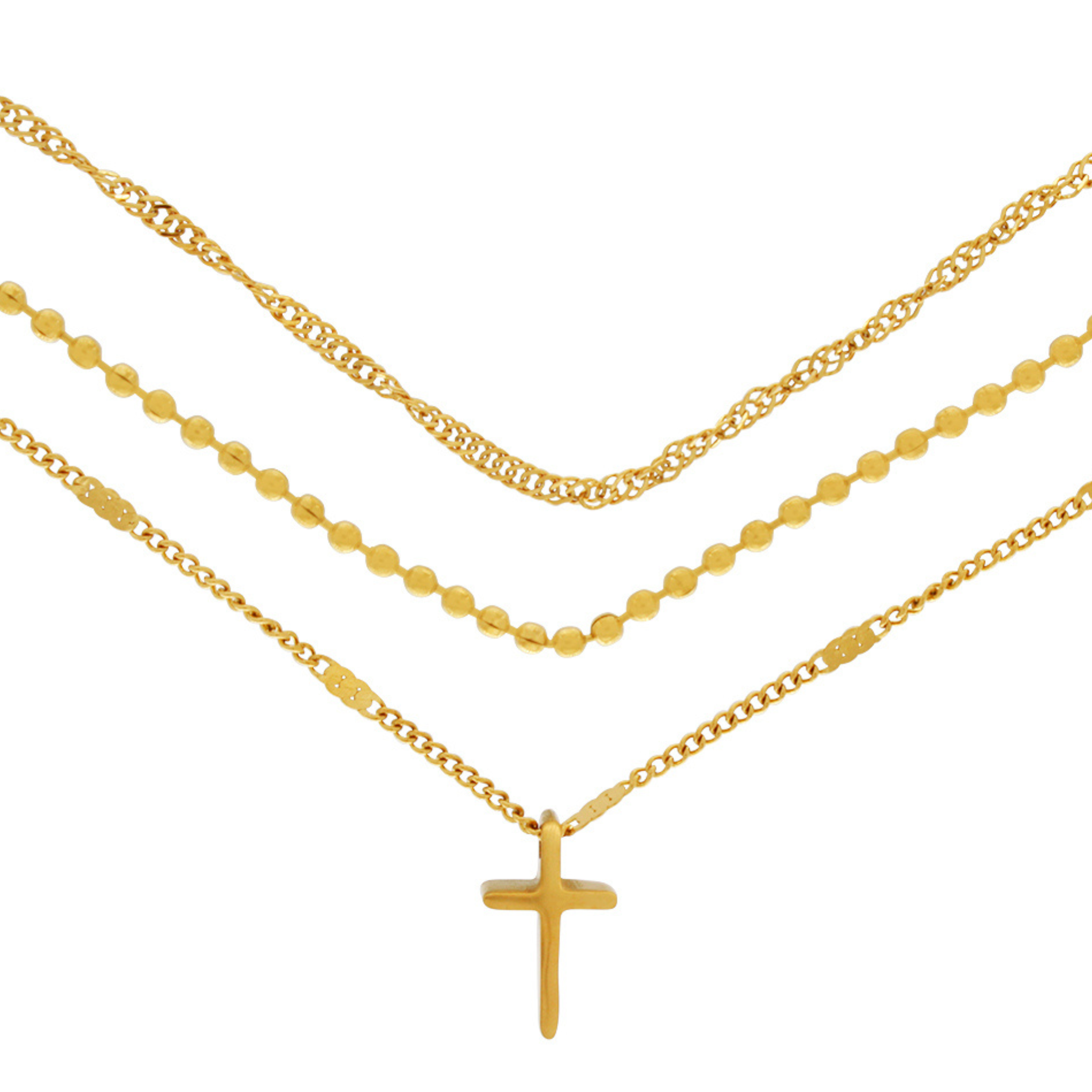 Love Waterproof Short Pre-layered Cross Necklace 18K Gold Plating, Dansk Copenhagen