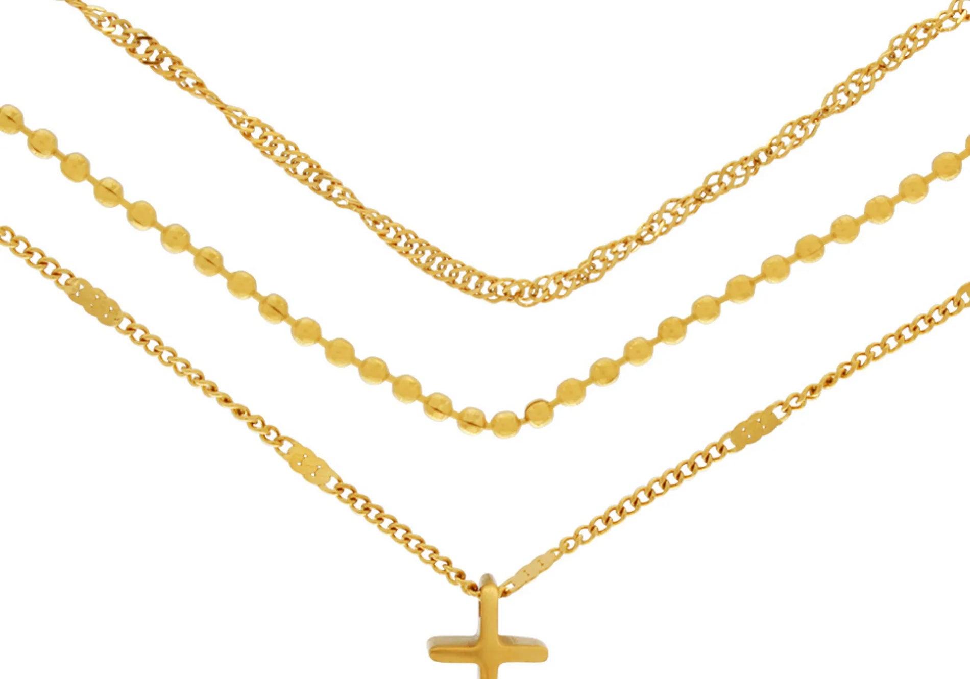 Love Waterproof Short Pre-layered Cross Necklace 18K Gold Plating, Dansk Copenhagen