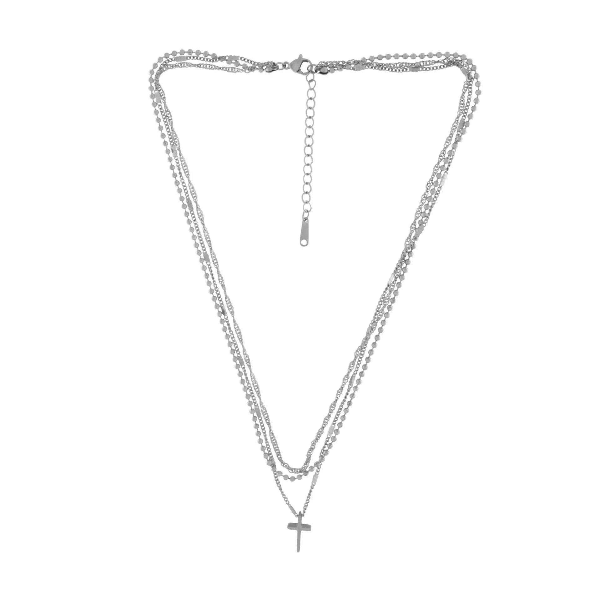 Love Waterproof Short Pre-layered Cross Necklace Silver PlatingDNSK Copenhagen