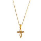 Love Waterproof Short  Clear Multi CZ Soft Cross Necklace 18K Gold Plating, Dansk Copenhagen