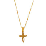 Love Waterproof Short Clear Multi CZ Soft Cross Necklace 18K Gold Plating -DNSK Copenhagen