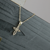 Love Waterproof Short  Clear Multi CZ Soft Cross Necklace 18K Gold Plating, Dansk Copenhagen