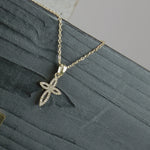 Love Waterproof Short Clear Multi CZ Soft Cross Necklace 18K Gold Plating -DNSK Copenhagen