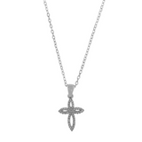 Love Waterproof Short  Clear Multi CZ Soft Cross Necklace Silver Plating, Dansk Copenhagen