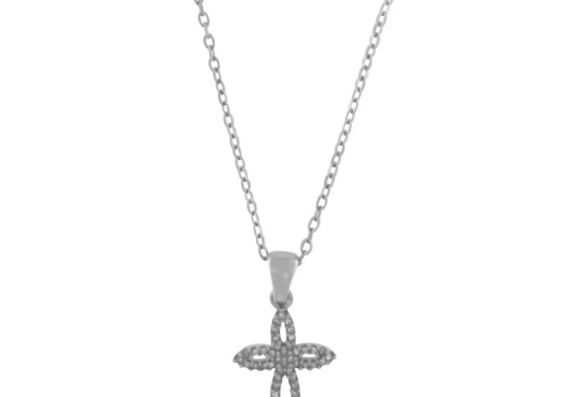 Love Waterproof Short  Clear Multi CZ Soft Cross Necklace Silver Plating, Dansk Copenhagen