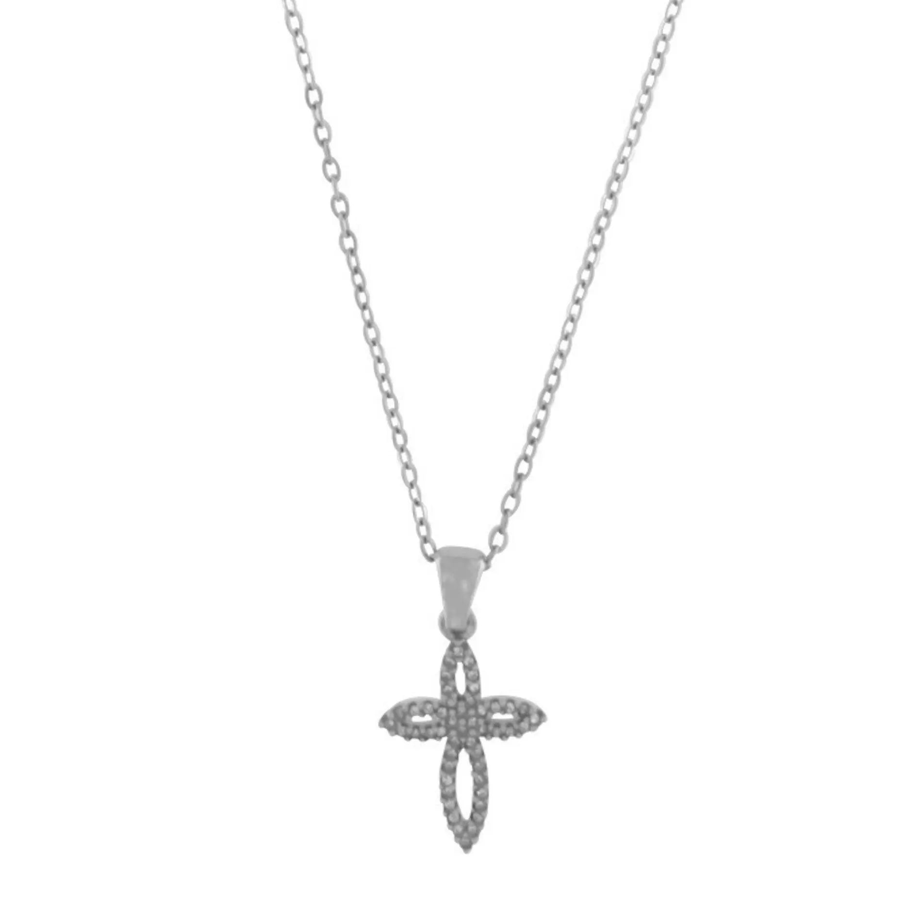 Love Waterproof Korte Heldere Multi CZ Zacht Kruis Ketting Verzilverd, Dansk Copenhagen