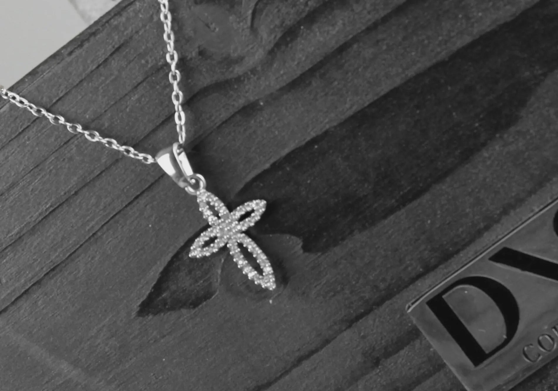 Love Waterproof Short  Clear Multi CZ Soft Cross Necklace Silver Plating, Dansk Copenhagen