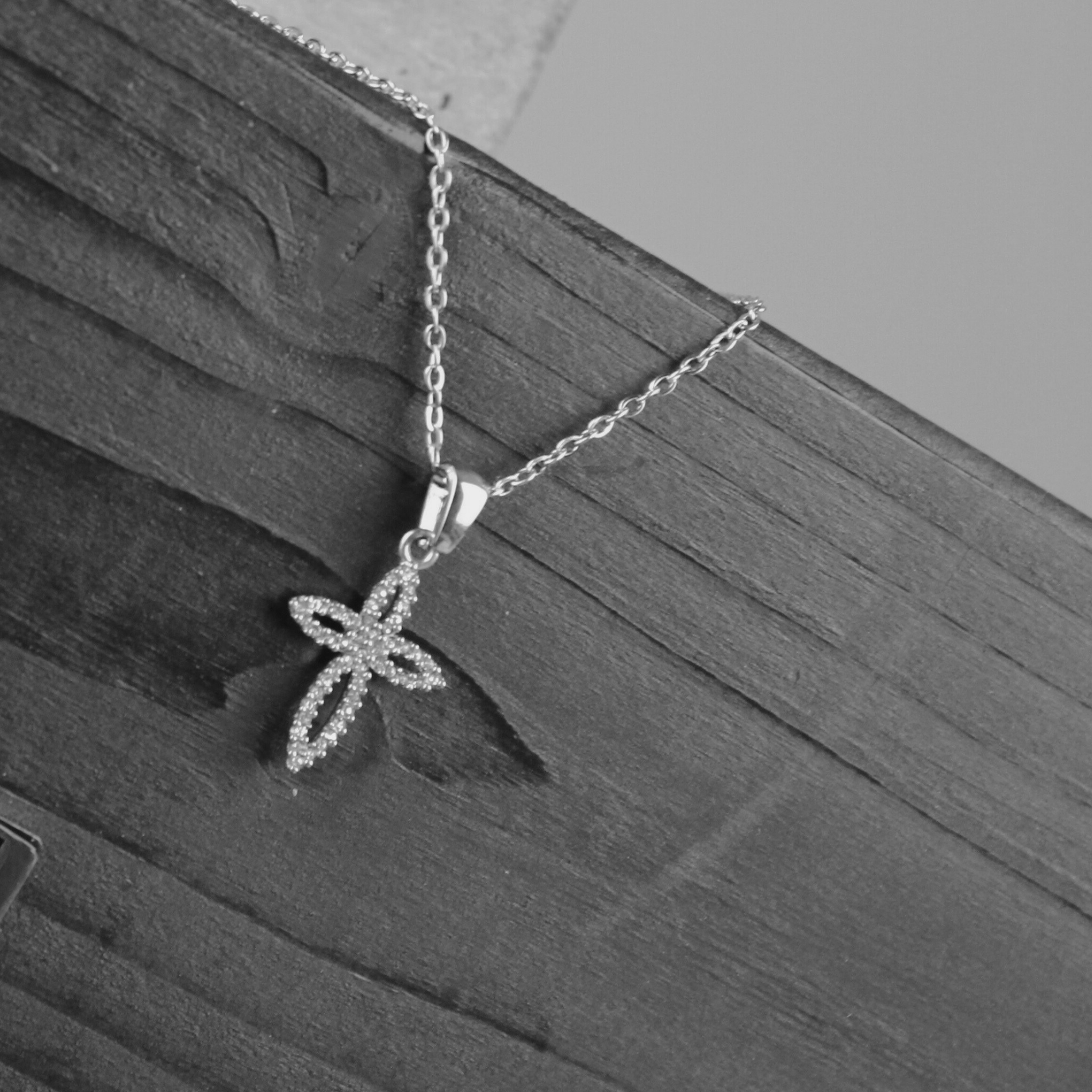 Love Waterproof Short  Clear Multi CZ Soft Cross Necklace Silver Plating, Dansk Copenhagen