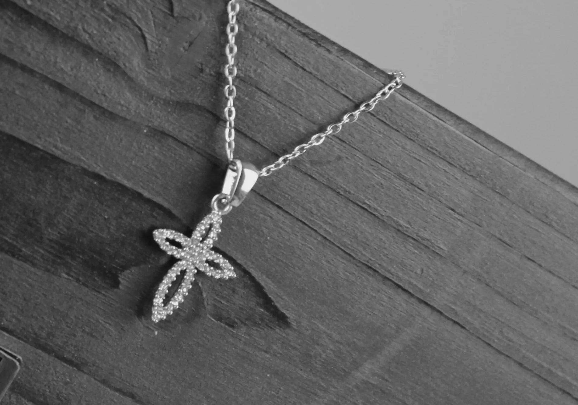 Love Waterproof Short  Clear Multi CZ Soft Cross Necklace Silver Plating, Dansk Copenhagen
